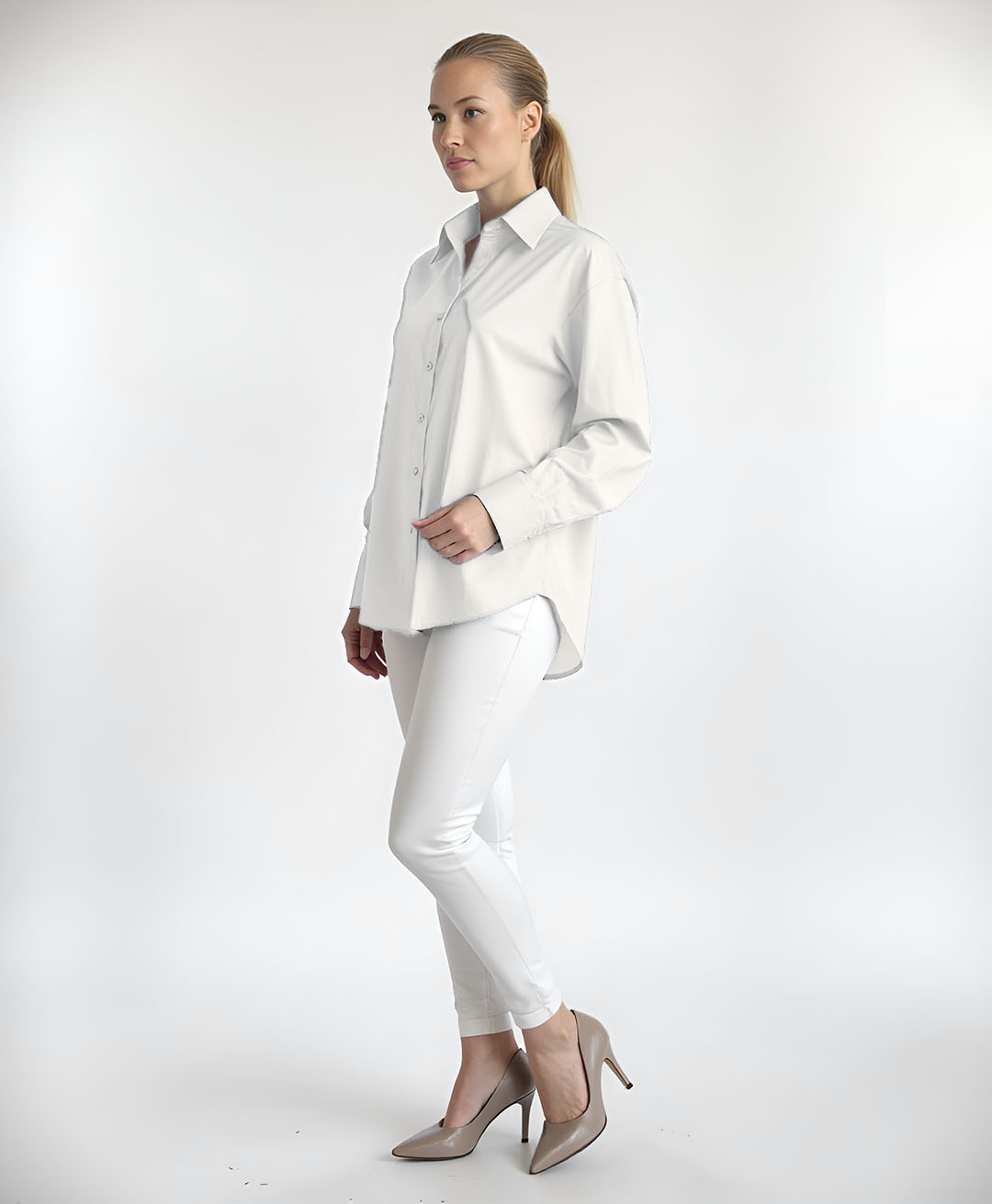 koszula damska MILA ecru bawełna Sorelle di Stile