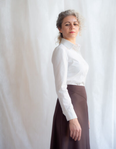 klasyczna koszula damska IRIS kolor ecru ze wzorem