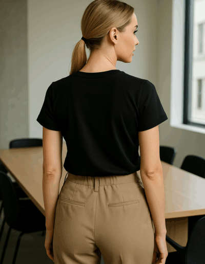 t-shirt klasyczny ELLE - koszulka czarna klasyczna tył