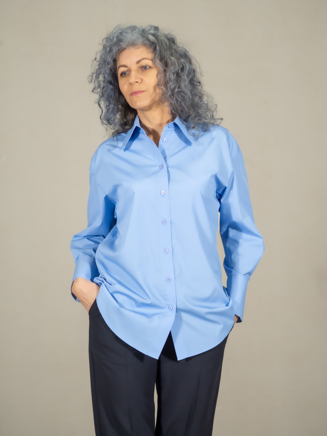 koszula damska Mila niebieska bawełna Sorelle di Stile