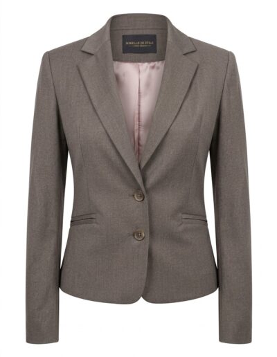 Dopasowany klasyczny żakiet beżowy na dwa guziki