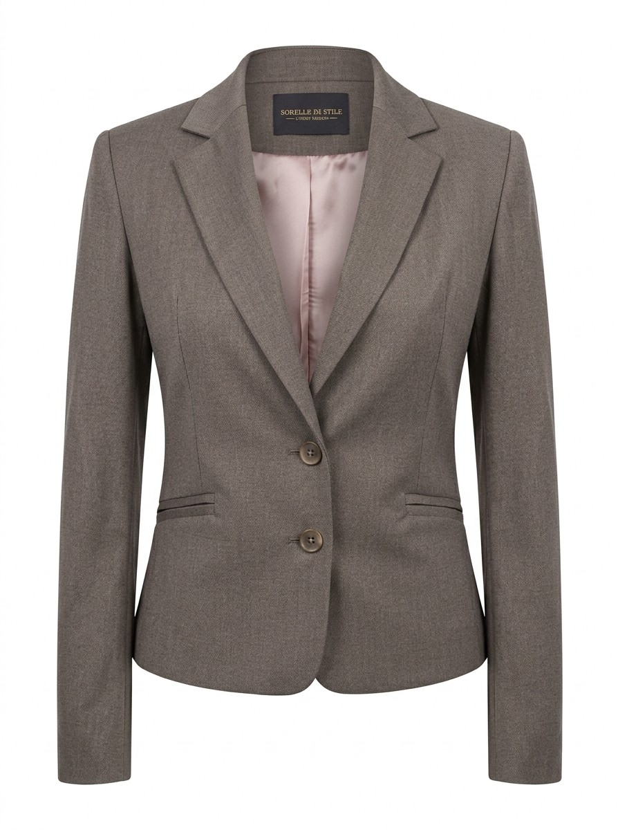 Dopasowany klasyczny żakiet beżowy na dwa guziki