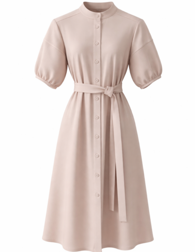 sukienka letnia beżowa szmizjerka bufki