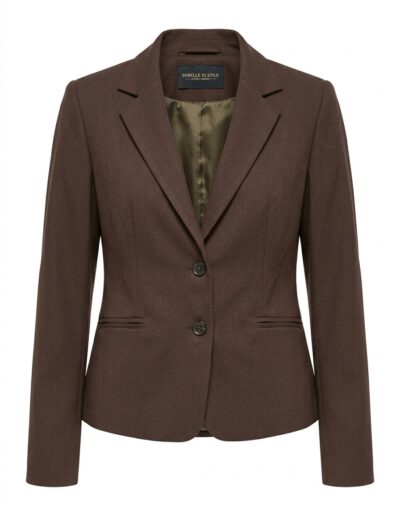 Żakiet brązowy damski Classic Linen zapinany na dwa guziki