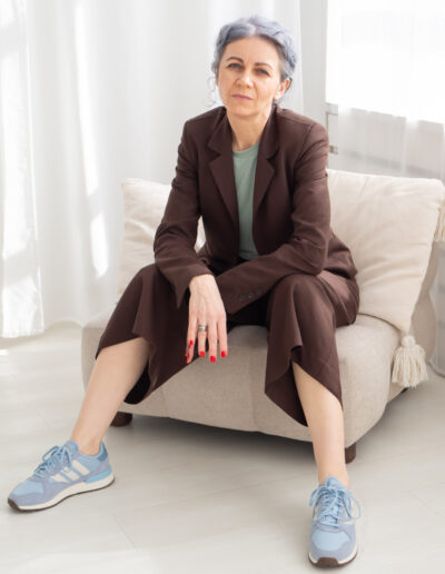 żakiet brązowy classic linen