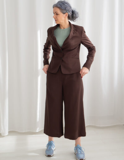 żakiet brązowy classic linen