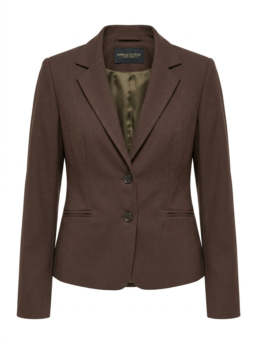 Żakiet brązowy damski Classic Linen zapinany na dwa guziki